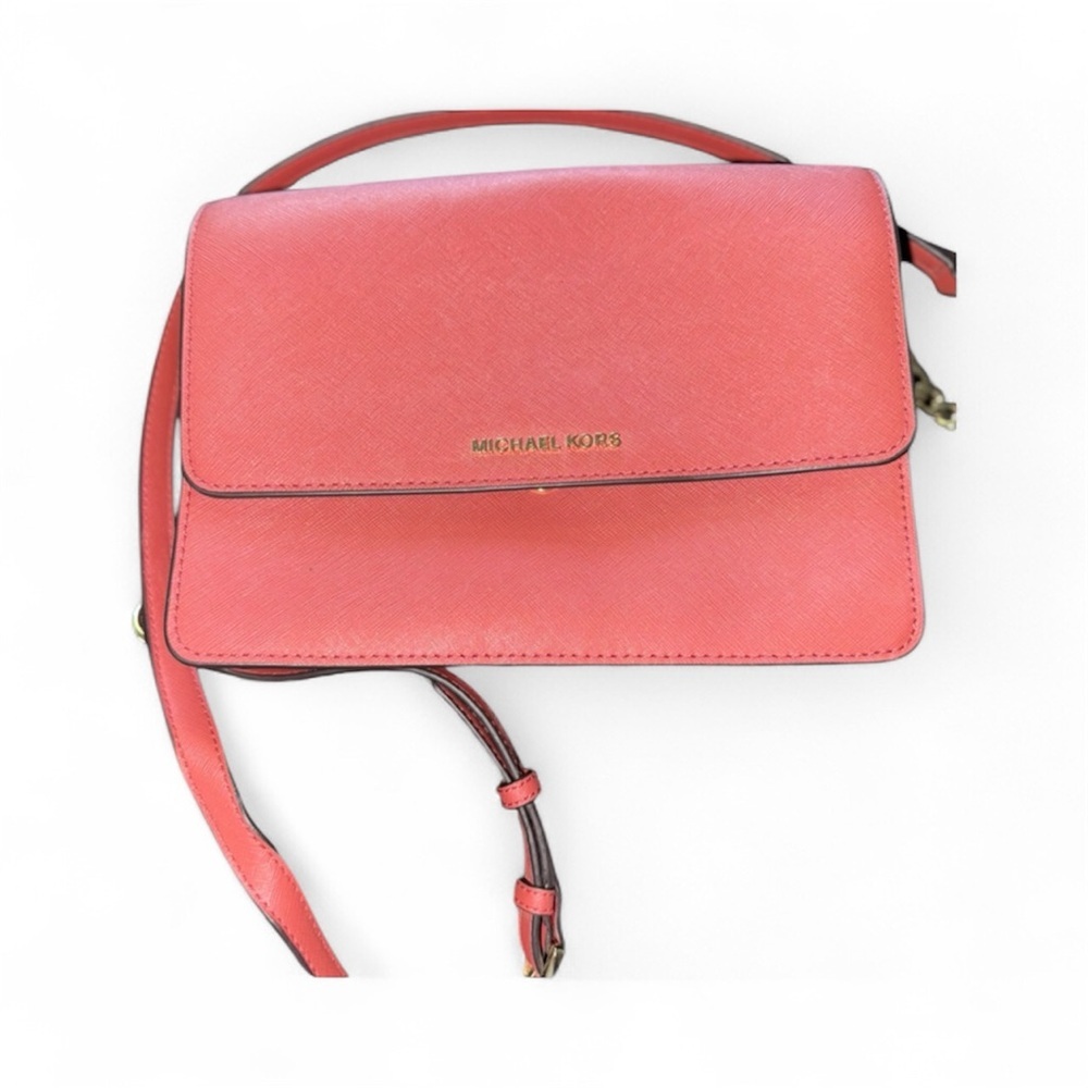 Michael Kors Coral Saffiano Leather Crossbody Bag | Authentic Designer Purse